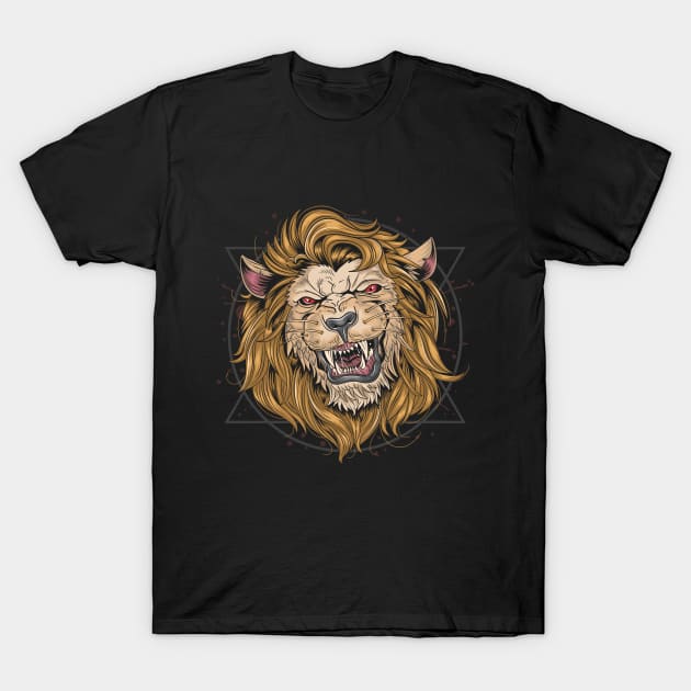 Lion fierce head T-Shirt by Metaart